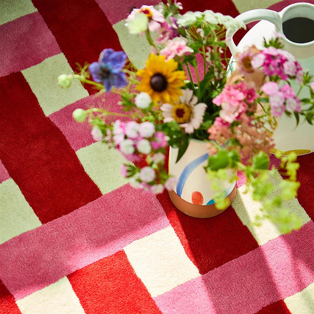 Basket weave koraal/roos tapijt | Maat: 170 × 240 cm