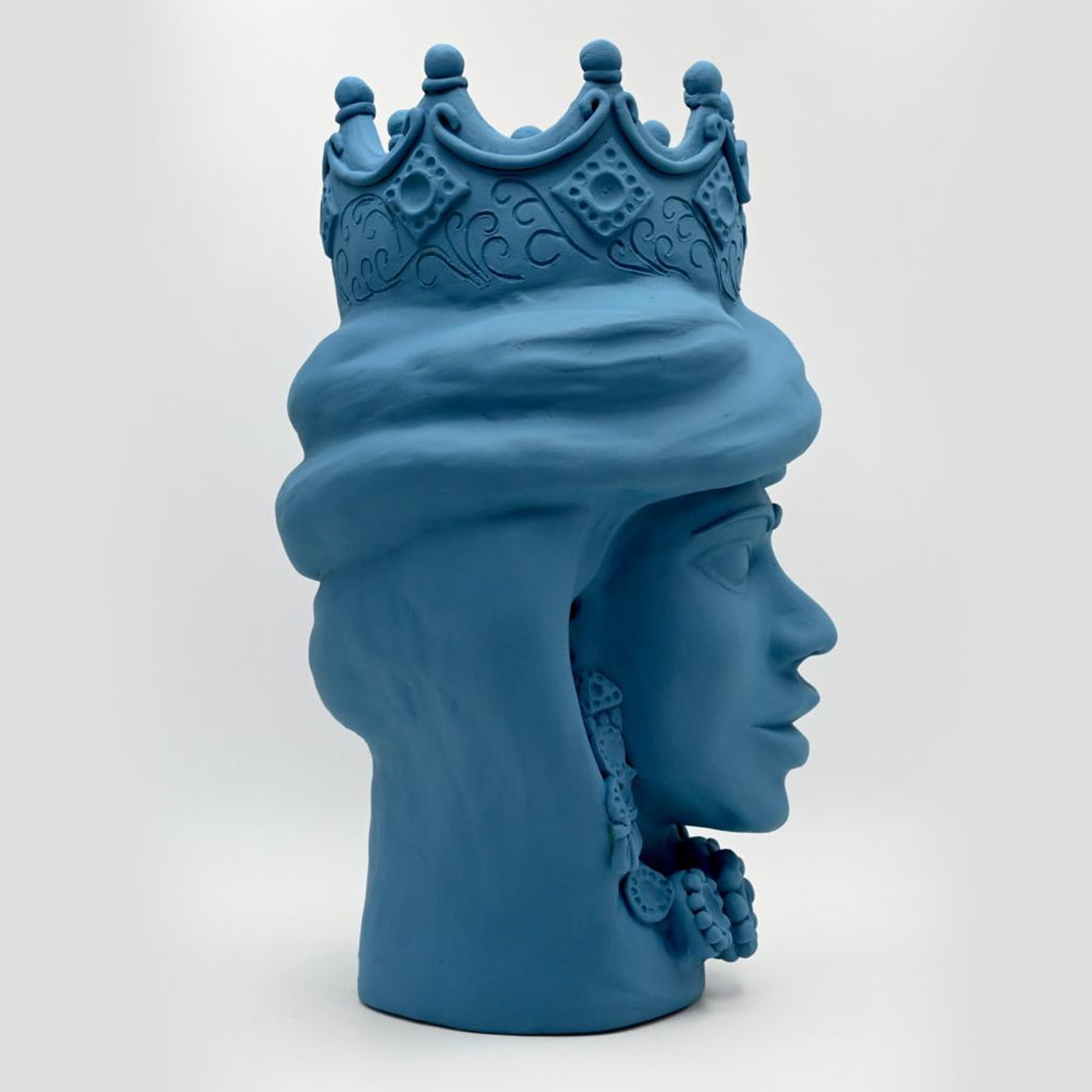Moor's Head matblauwe sculptuur