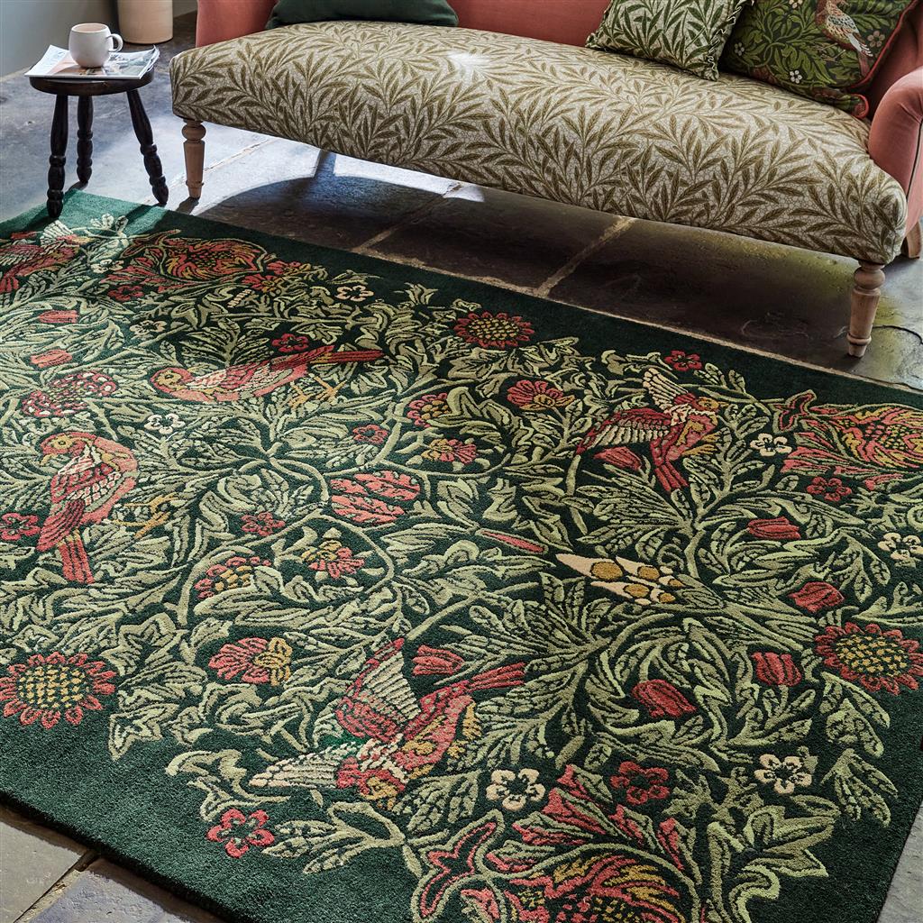 Bird tump groen wol tapijt | Maat: 140 × 200 cm