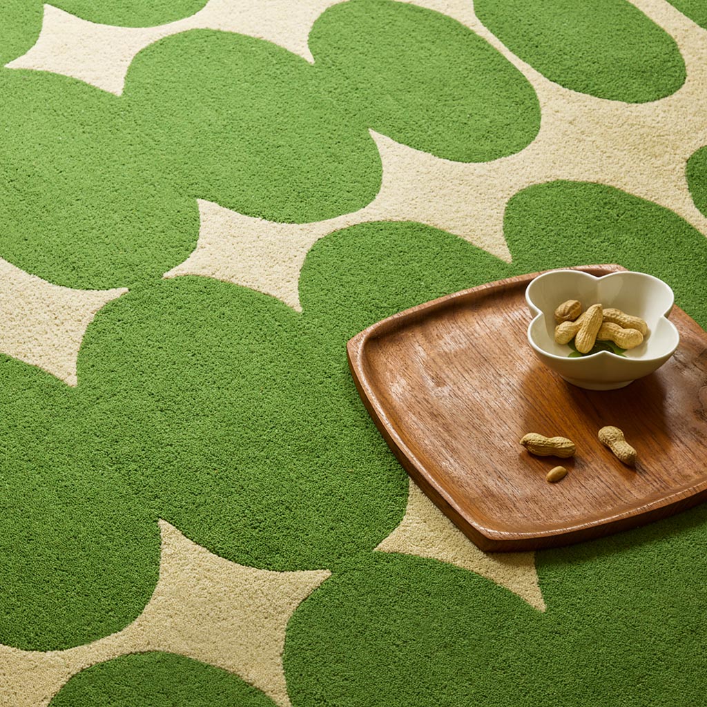Optical Oval Green/Cream vloerkleed | Maat: 250 × 350 cm