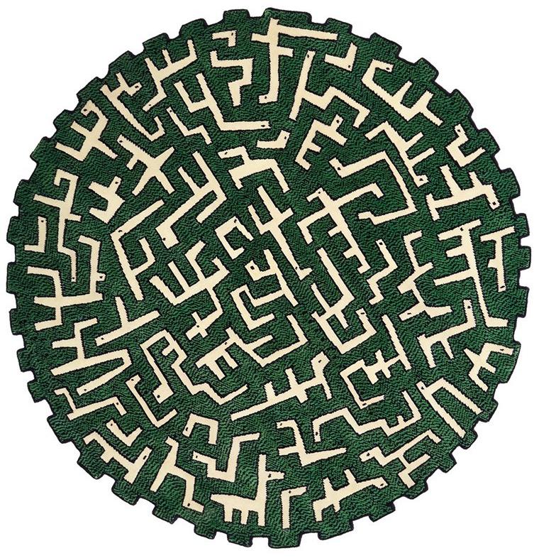 Ciliophora groen rond designer vloerkleed