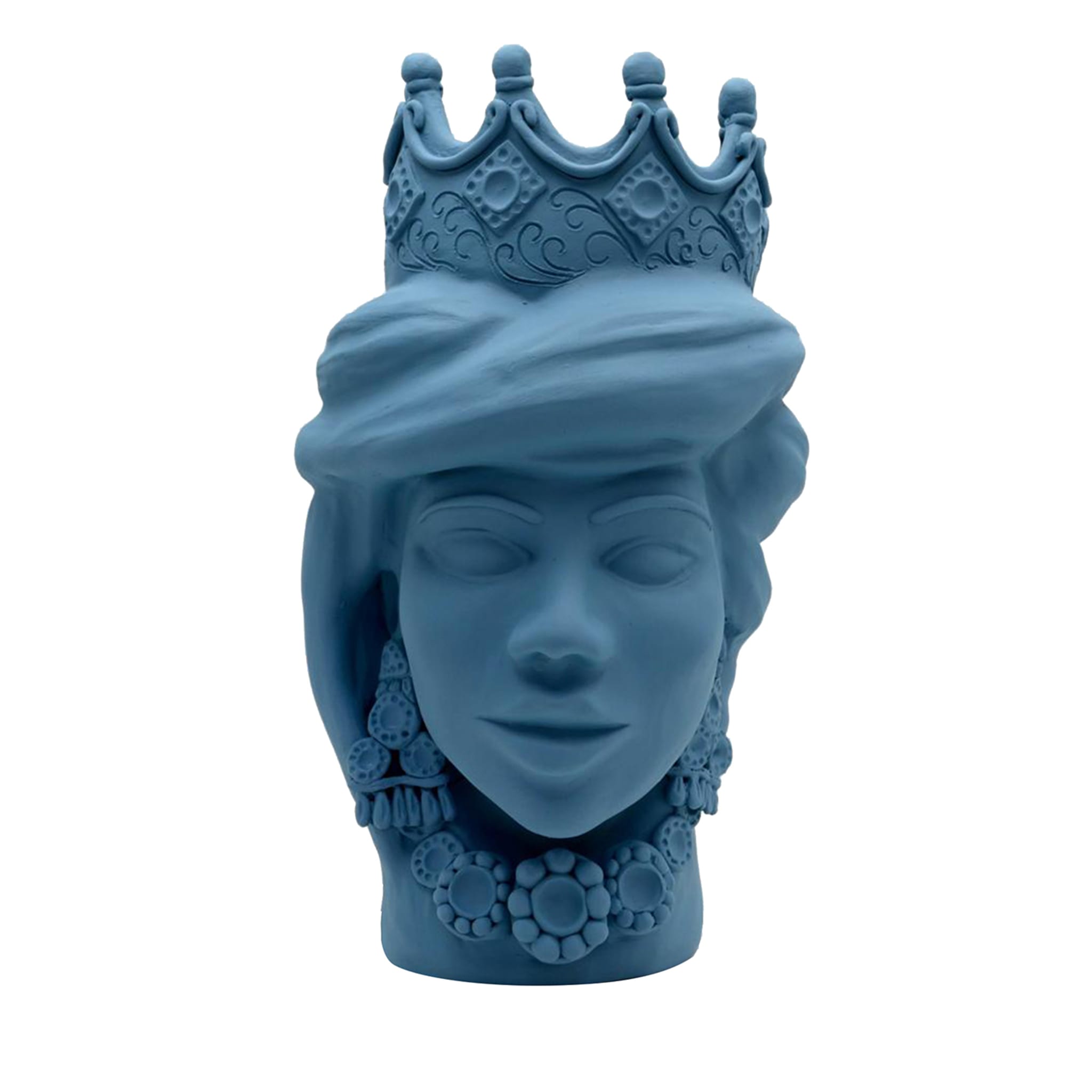 Moor's Head matblauwe sculptuur