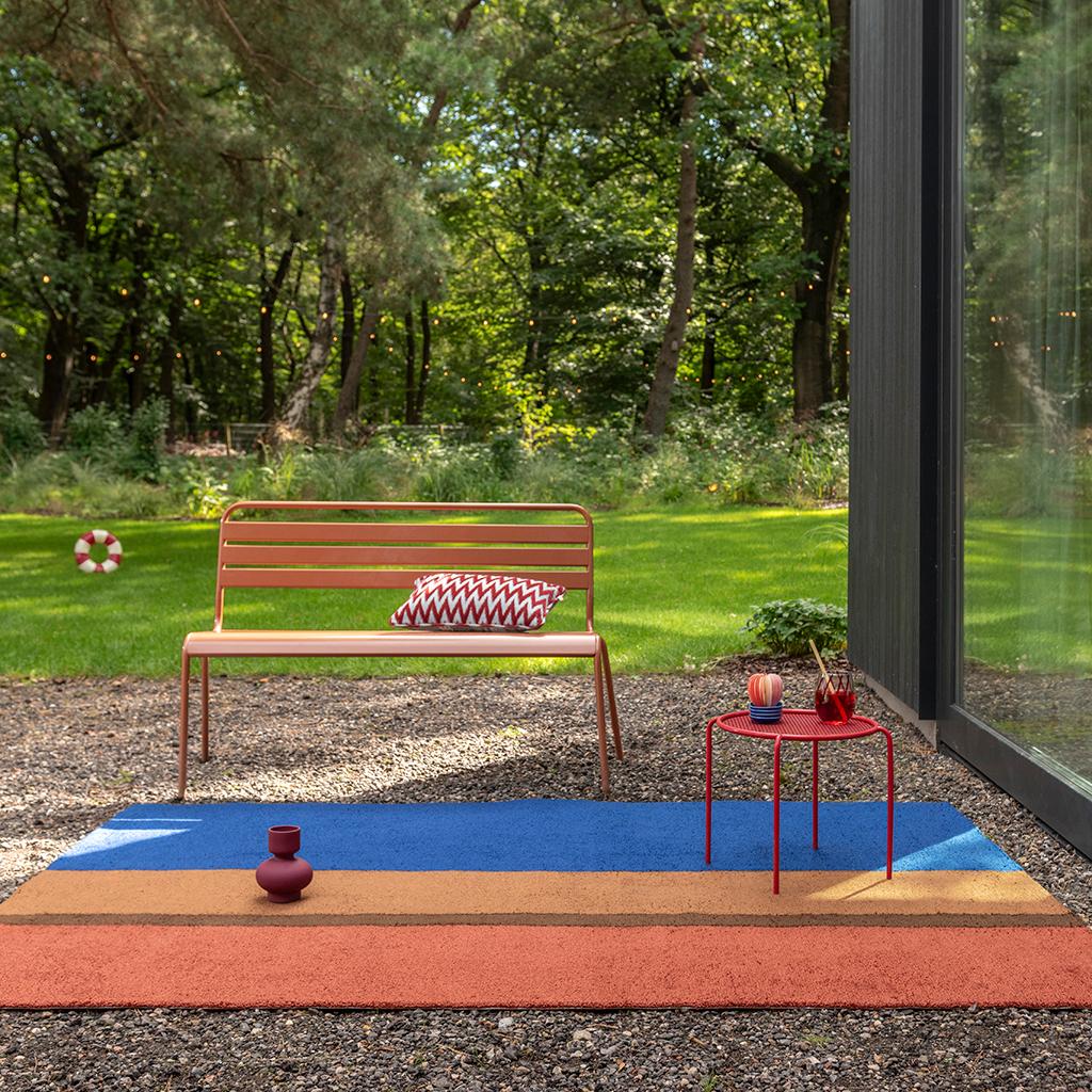 Festival streep blauw outdoor tapijt | Maat: 160 × 230 cm