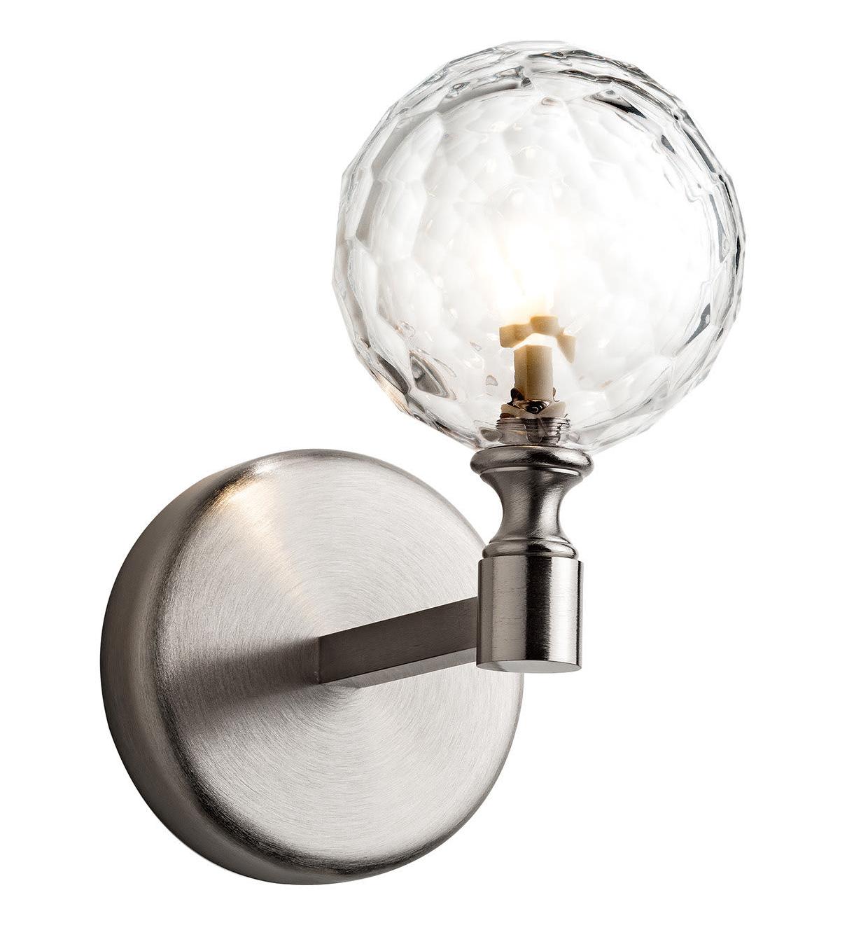 Geborsteld Nikkel Florentine Kristallen Wandlamp