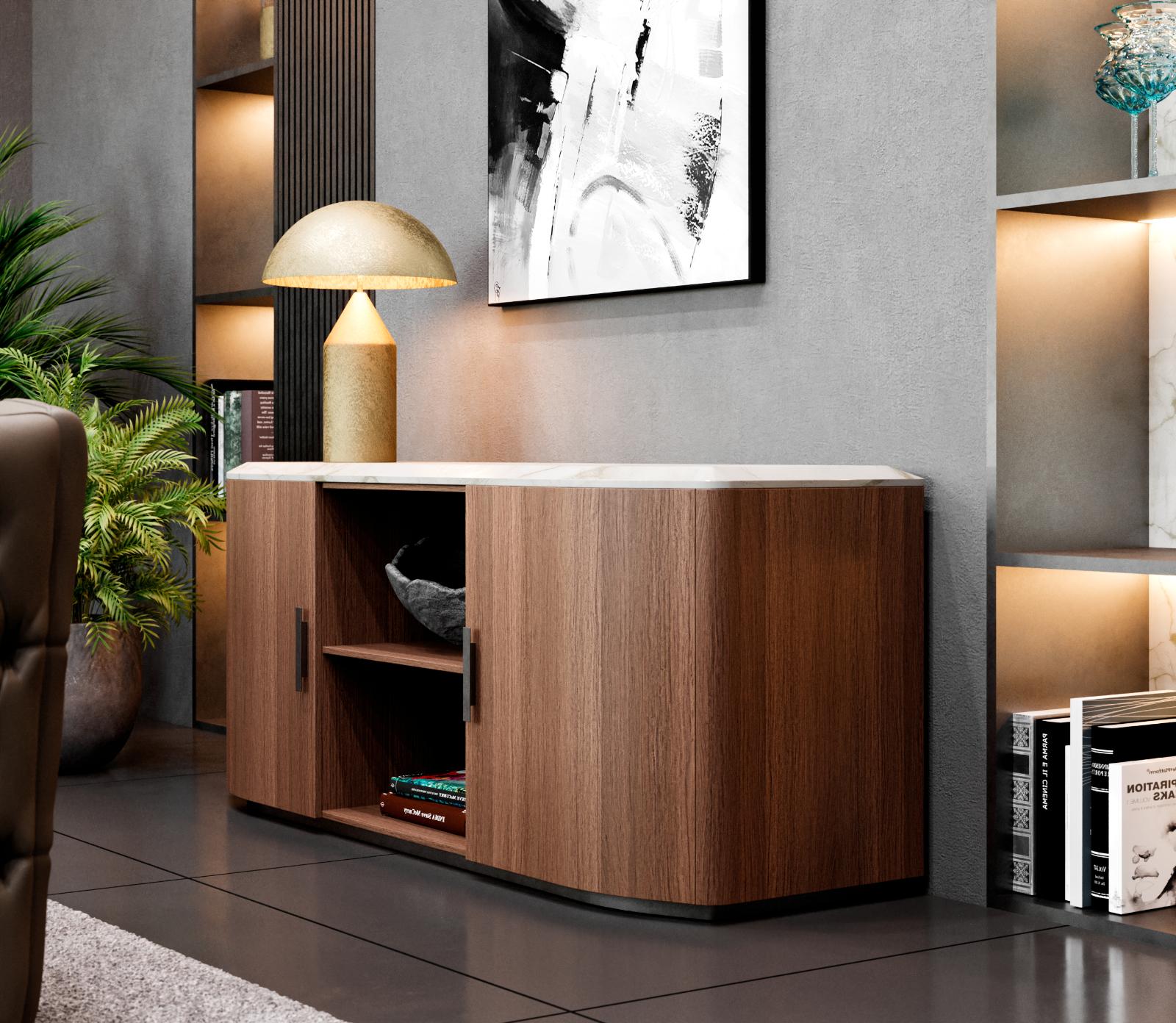 Alan hout en marmeren dressoir