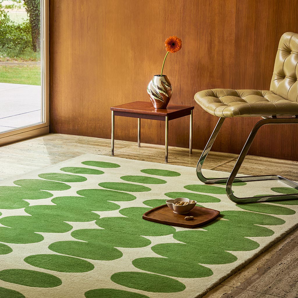 Optical Oval Green/Cream vloerkleed | Maat: 250 × 350 cm