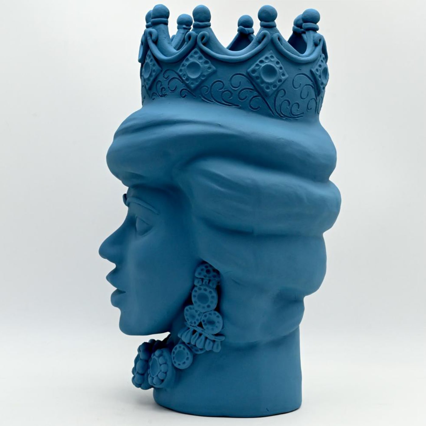 Moor's Head matblauwe sculptuur