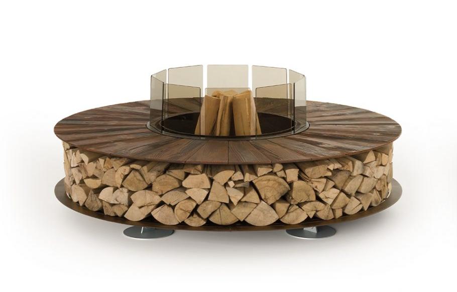 Zero gestructureerde vuurschaal | Afwerking: Zwart aluminium | Afmetingen: Ø 150 cm