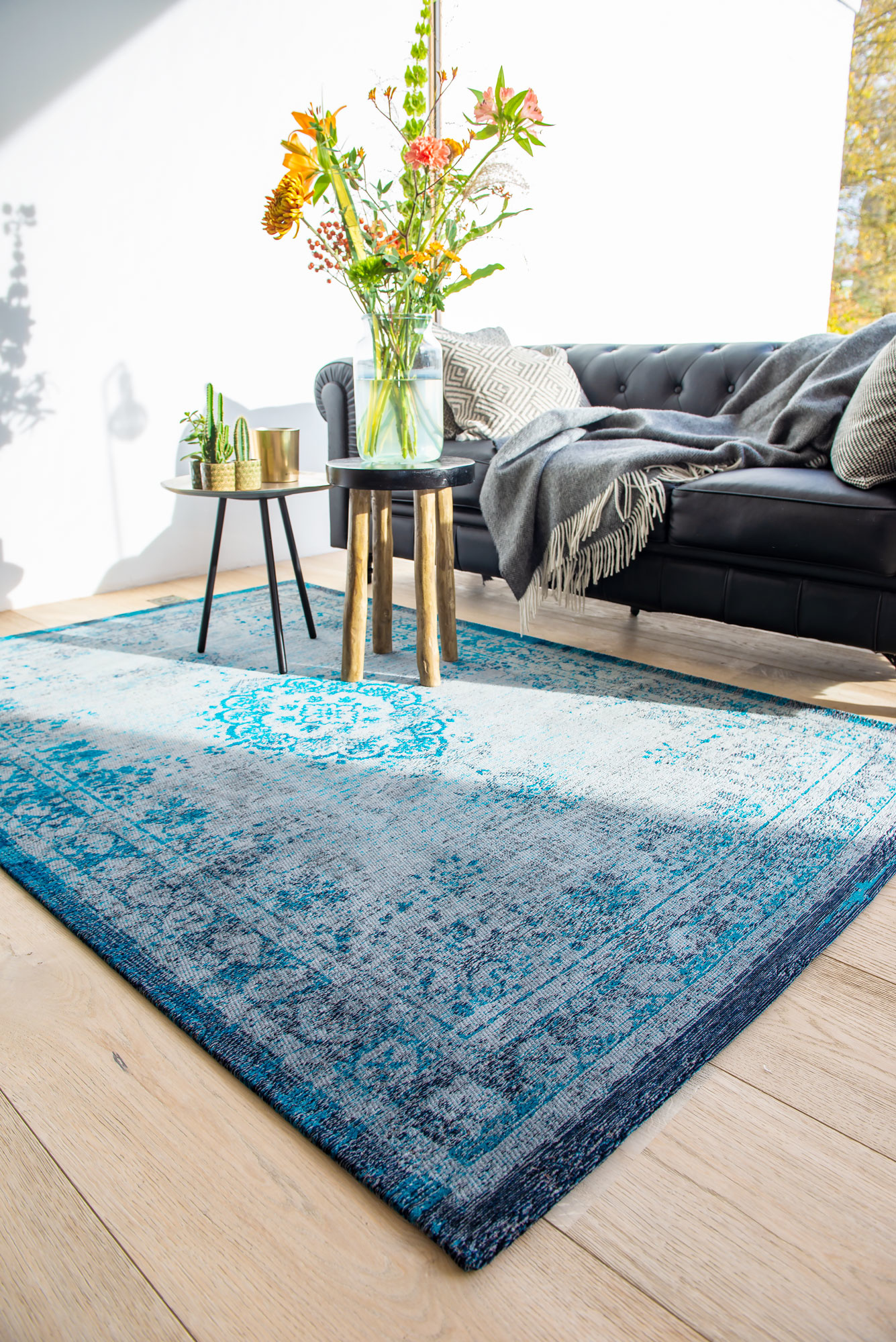 Vintage Style Grey Turquoise tapijt | Maat: 200 × 280 cm