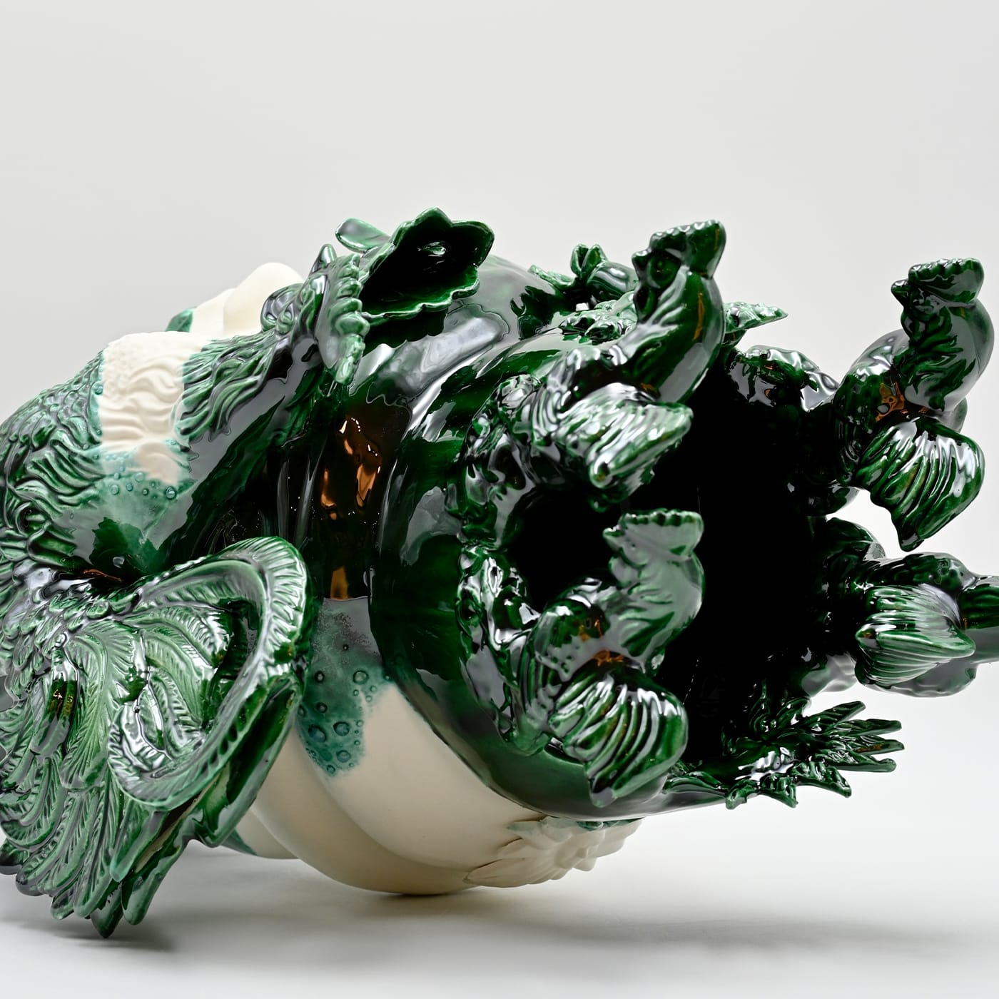 Groen-witte Moor's Head unieke sculptuur