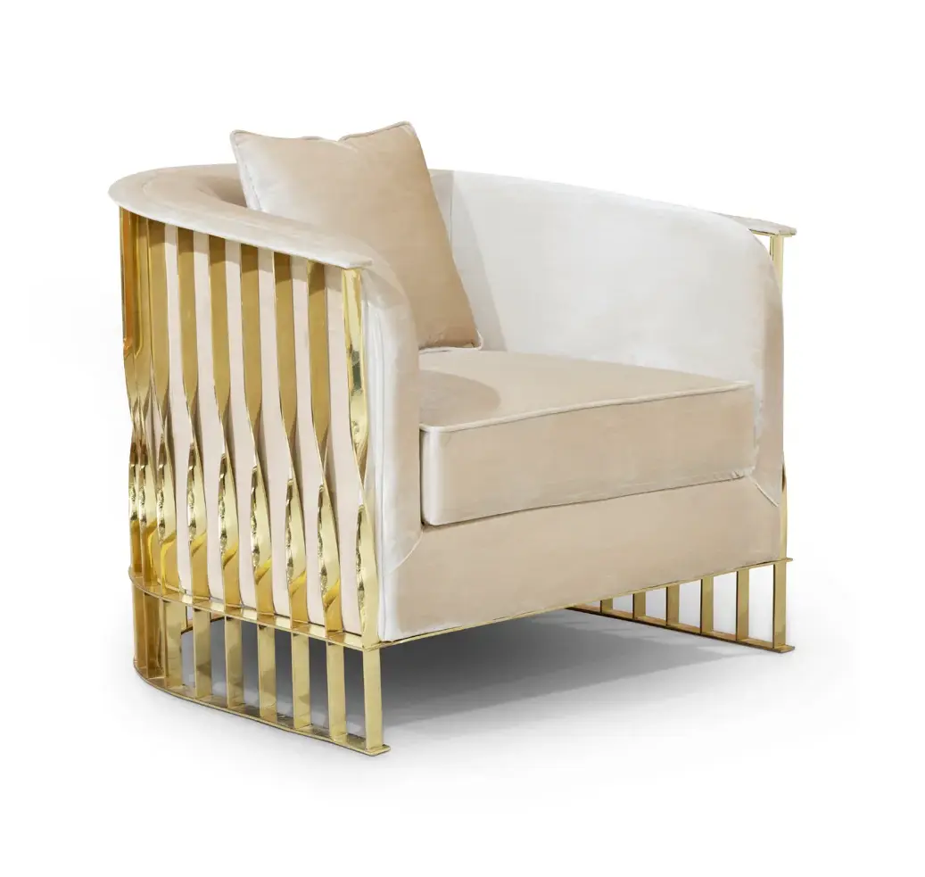 Solene fauteuil gepolijst messing