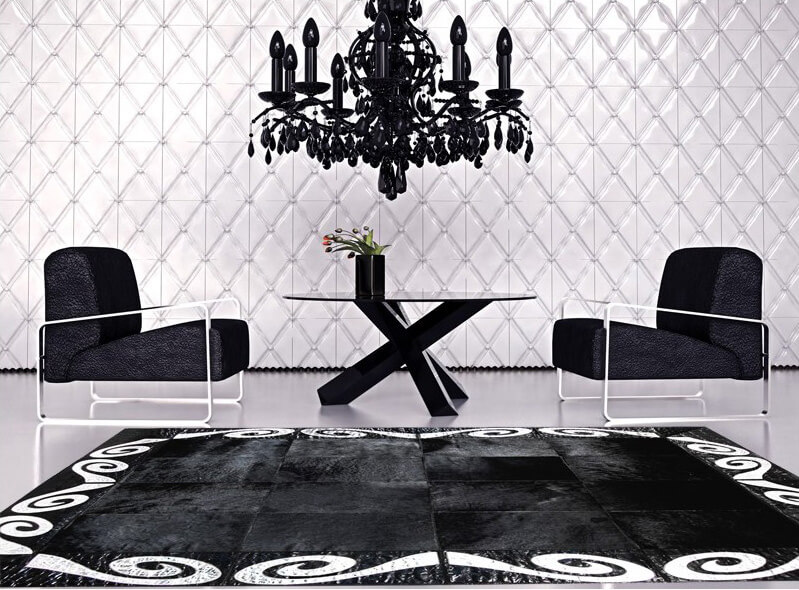Zwart & zilver koeienhuid tapijt | Maat: 220 × 320 cm