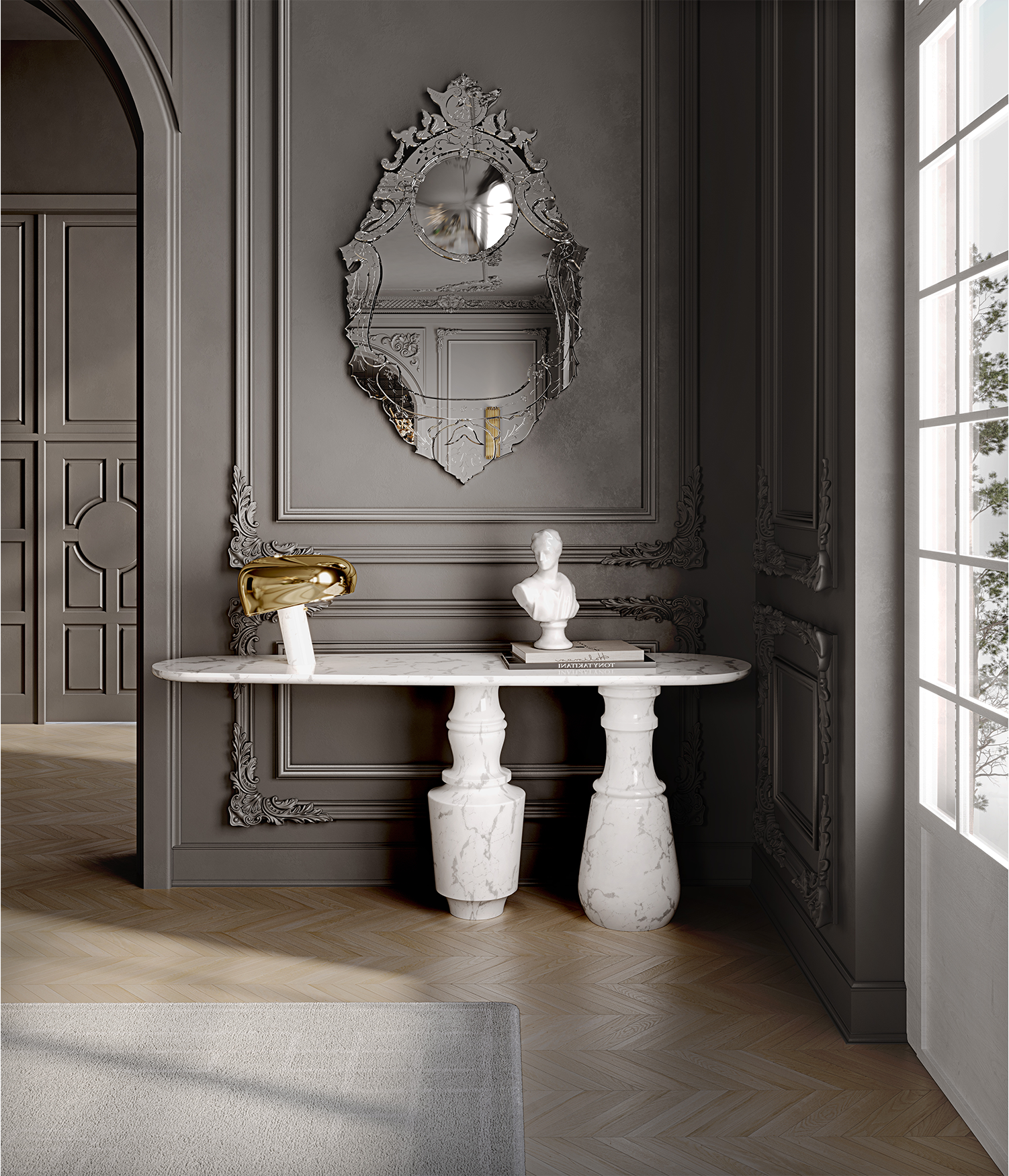 Obsidian Carrara console