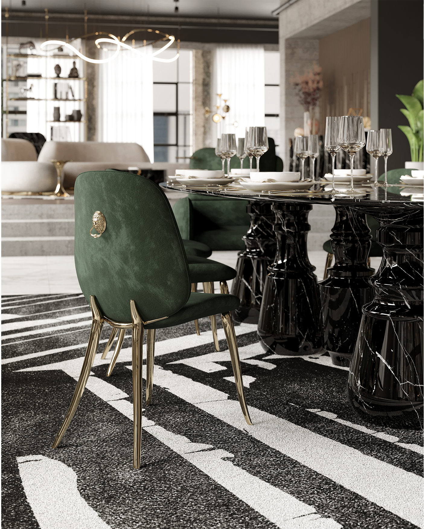 Obsidian ovale XL Nero Marquina eettafel
