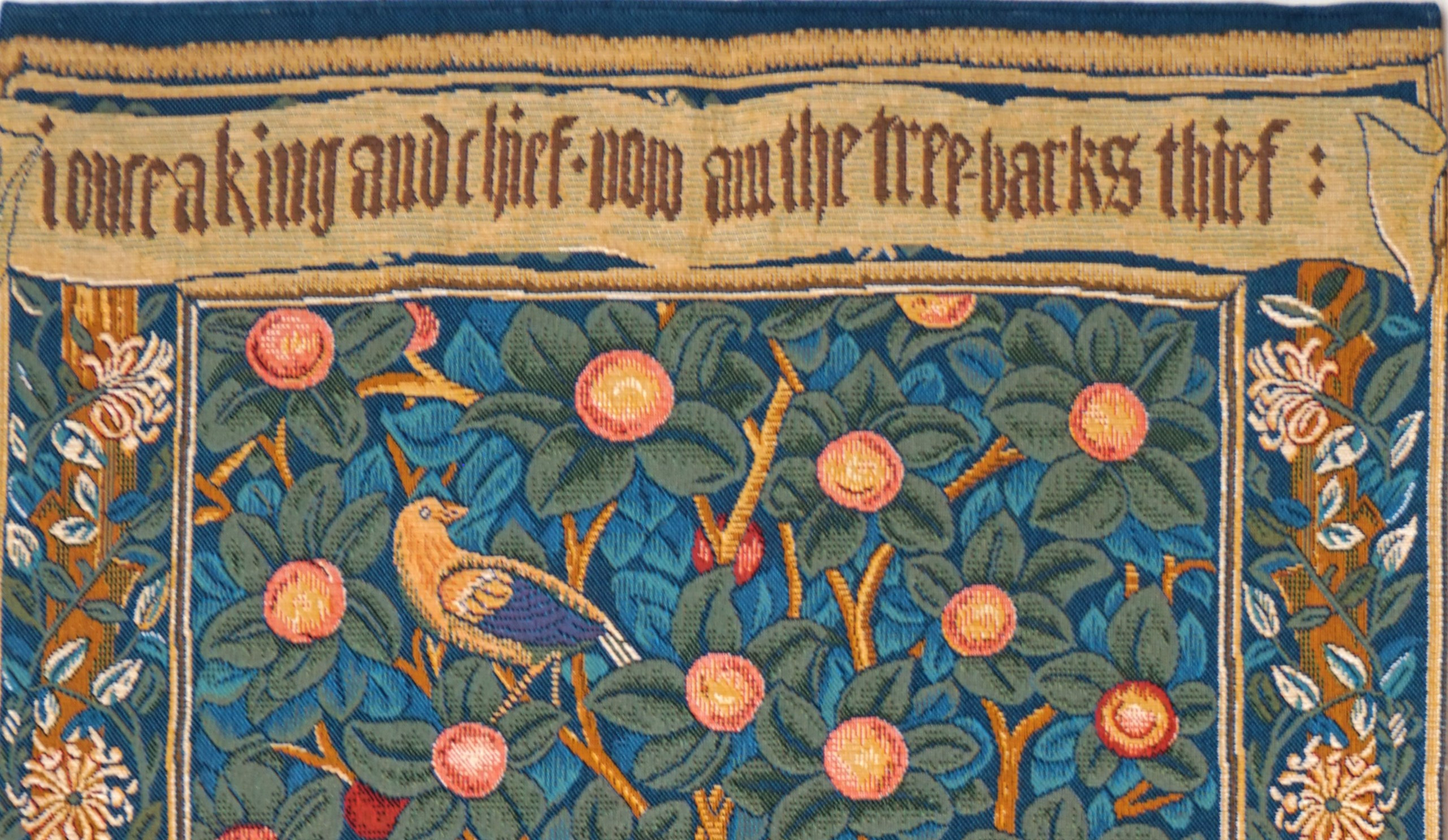 The Woodpecker, met perkament, William Morris wandtapijt | Maat: 50 × 100 cm