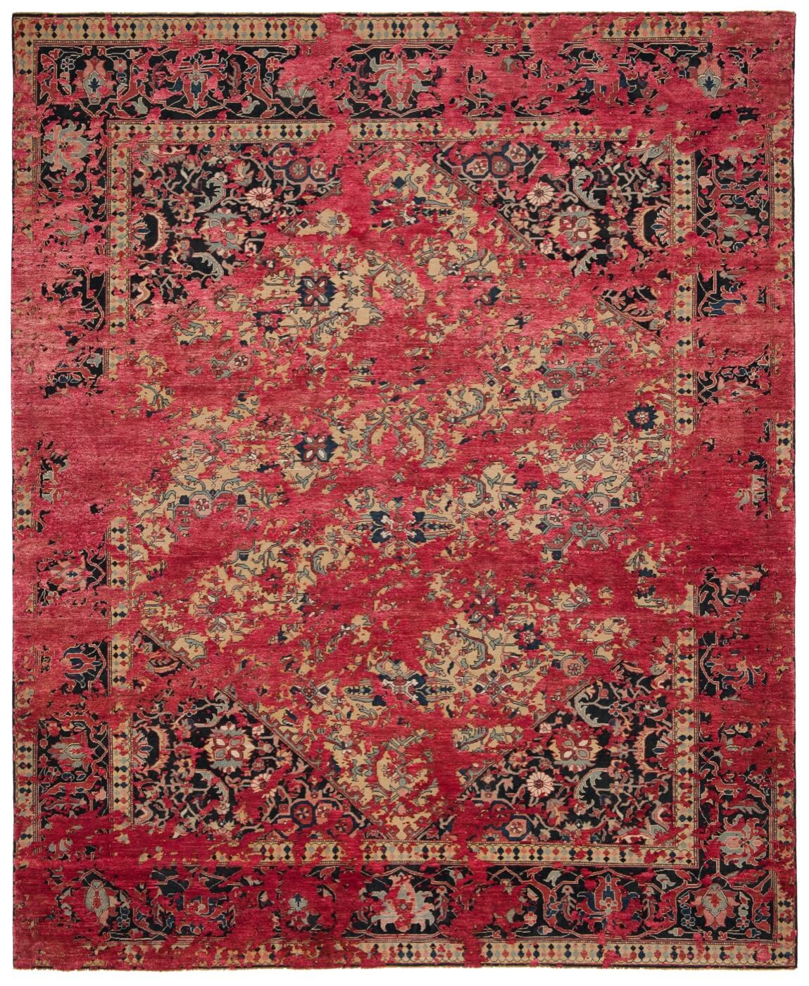 Serapi queensbury double sky geel scharlaken zijde tapijt | Maat: 200 × 300 cm