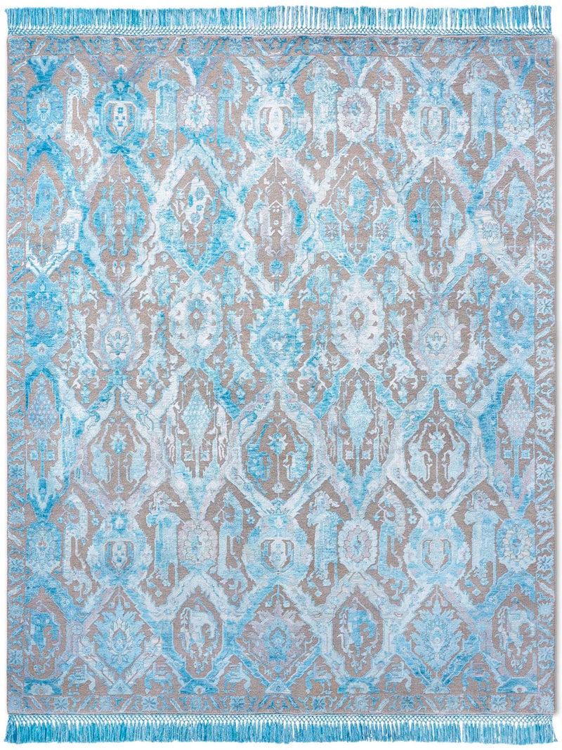 KavaBagh blauw handgemaakte luxe vloerkleed