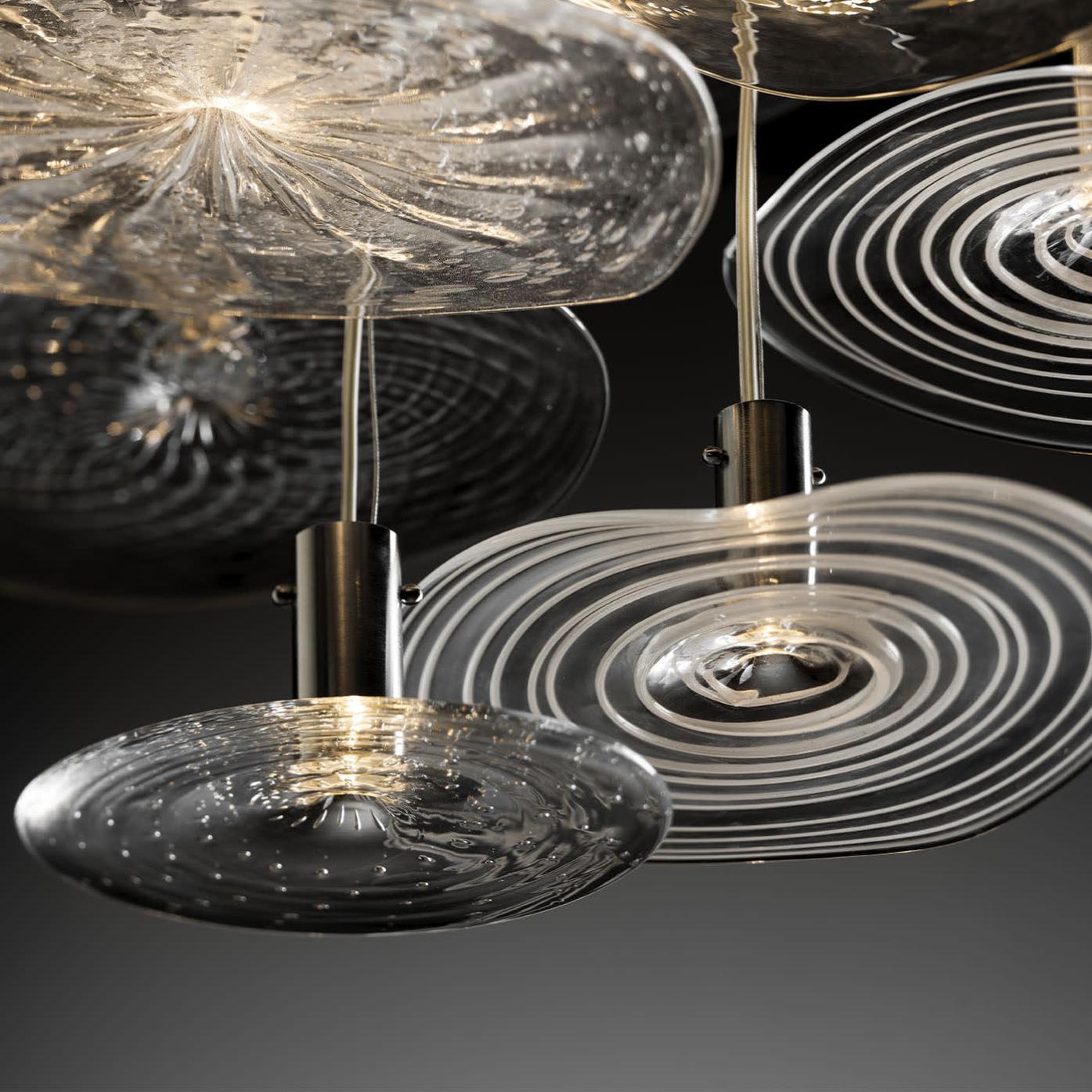 Ronde Chrome Kroonluchter met Murano Glas