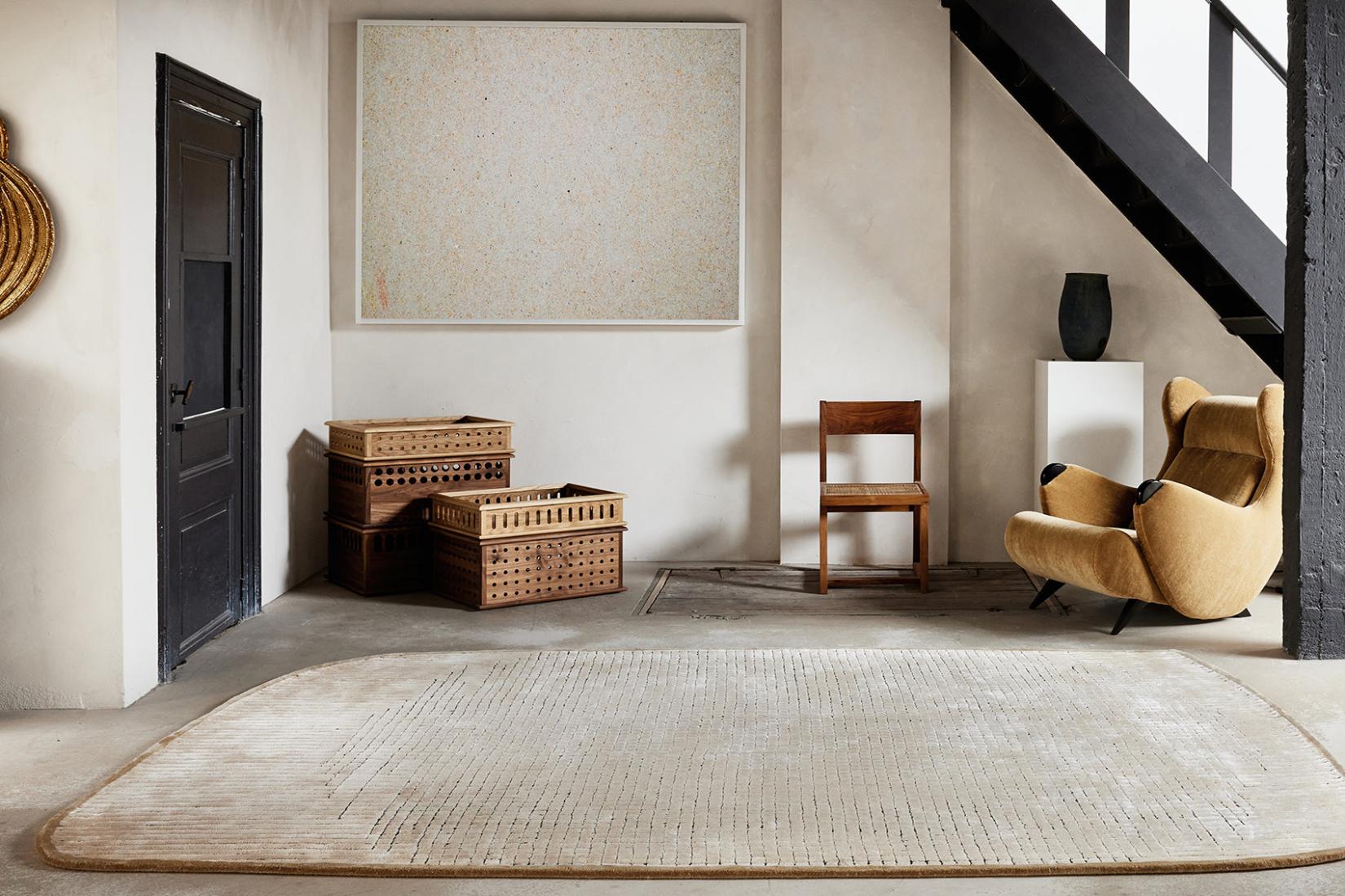 Geometry Sand handgetuft tapijt | Maat: 250 × 350 cm
