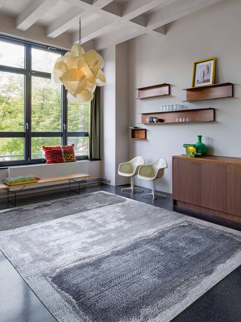 Silver White Grey handgeweven tapijt | Maat: 300 × 400 cm
