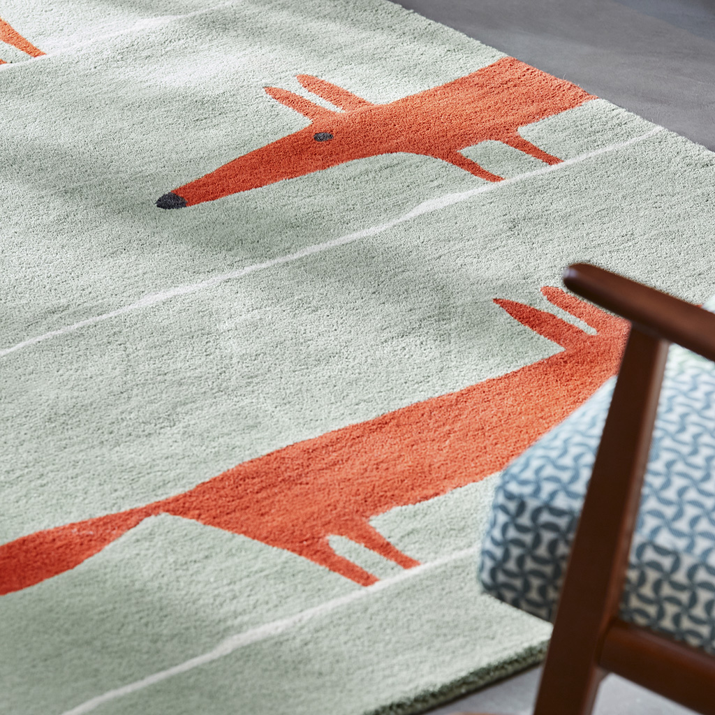Mr. fox mint/poppy tapijt | Maat: 120 × 180 cm