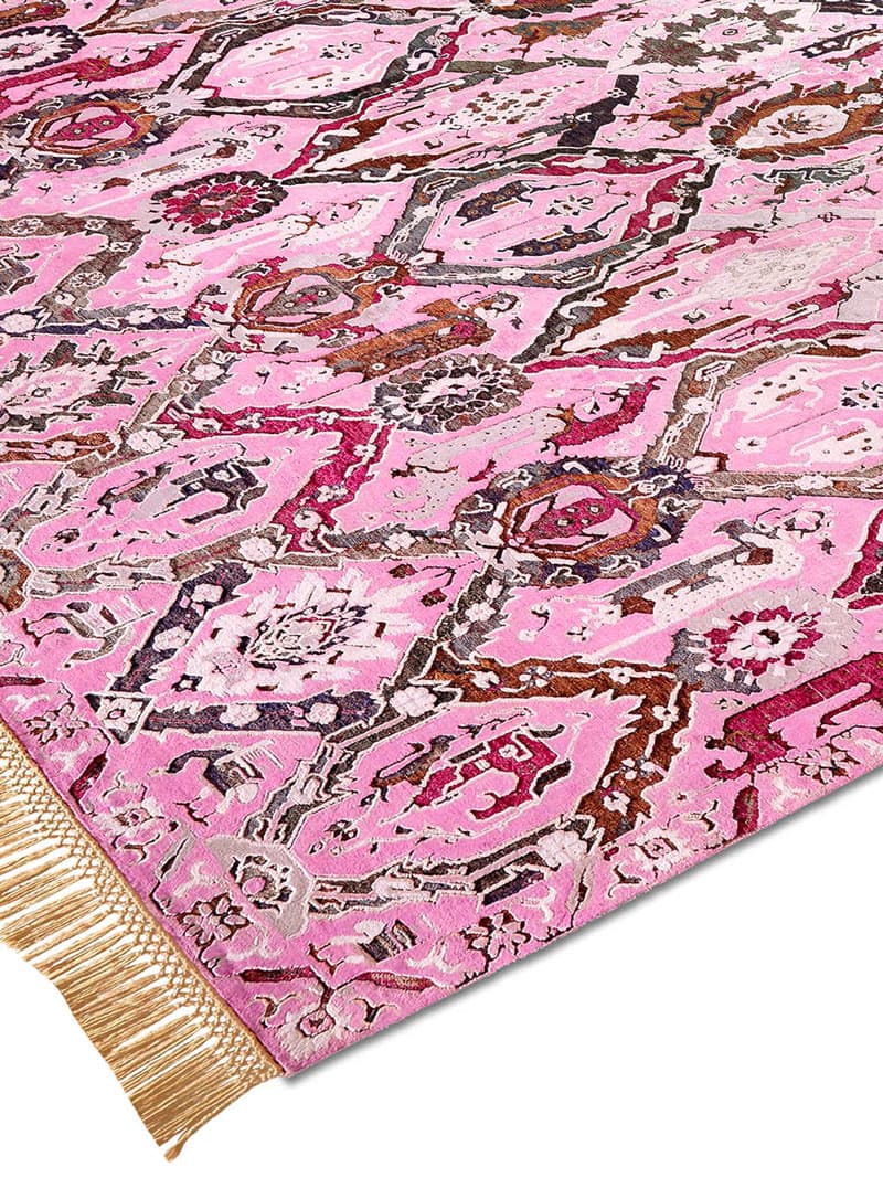 KavaBagh roze handgemaakte luxe vloerkleed