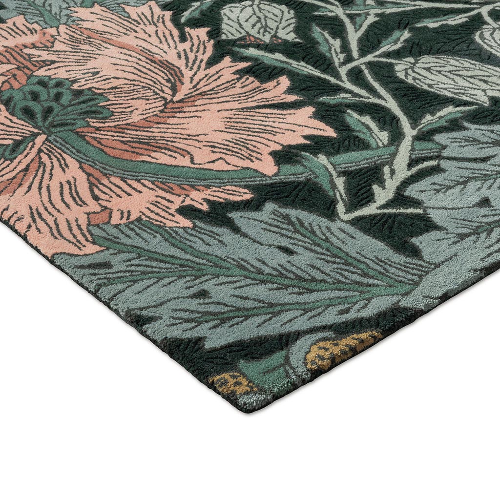Honeysuckle & Tulip Teal vloerkleed | Maat: 140 × 200 cm