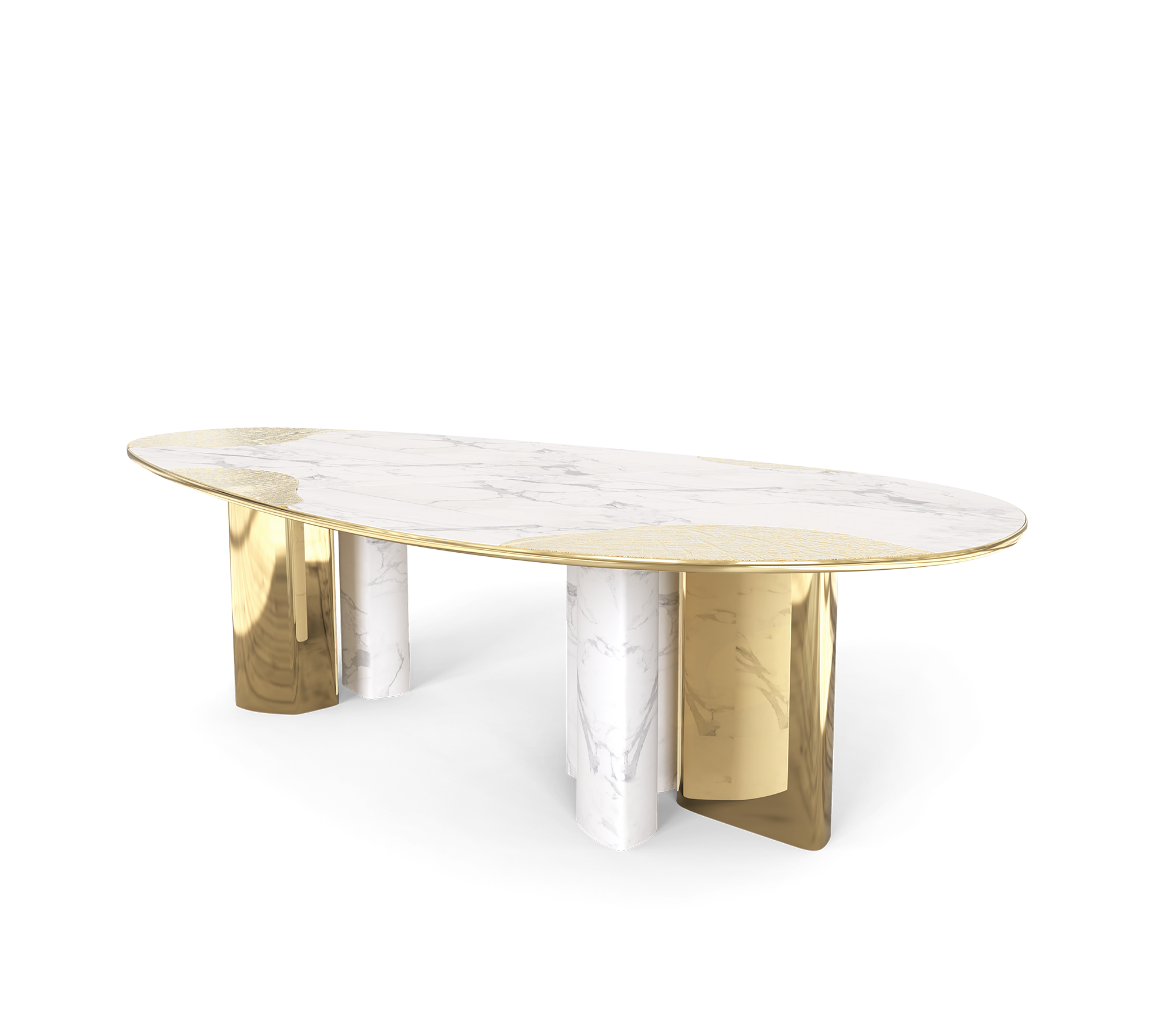 Athena Carrara marmer en gouden eettafel