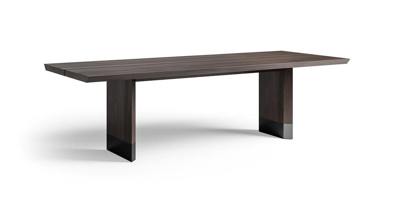 Cedar fineer tafel met hout en metaal accenten