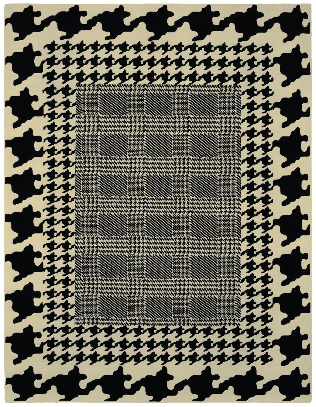 Pied De Poule designer handgeweven vloerkleed