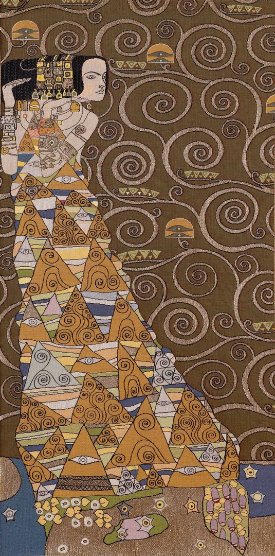 The Lady van Klimt bruin linker wandtapijt | Maat: 50 × 100 cm