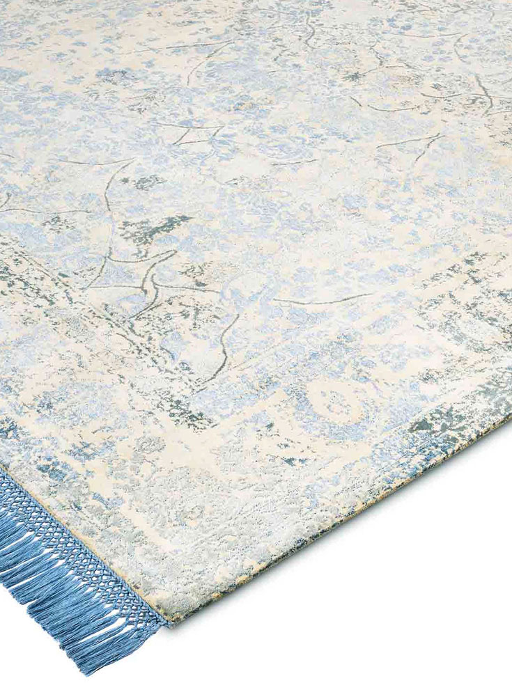 Lichtblauw luxe vloerkleed
