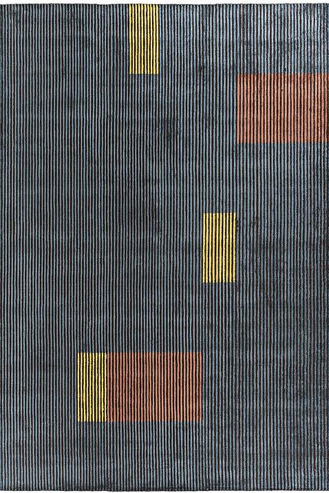 Handloom viscose lijnen multi vloerkleed