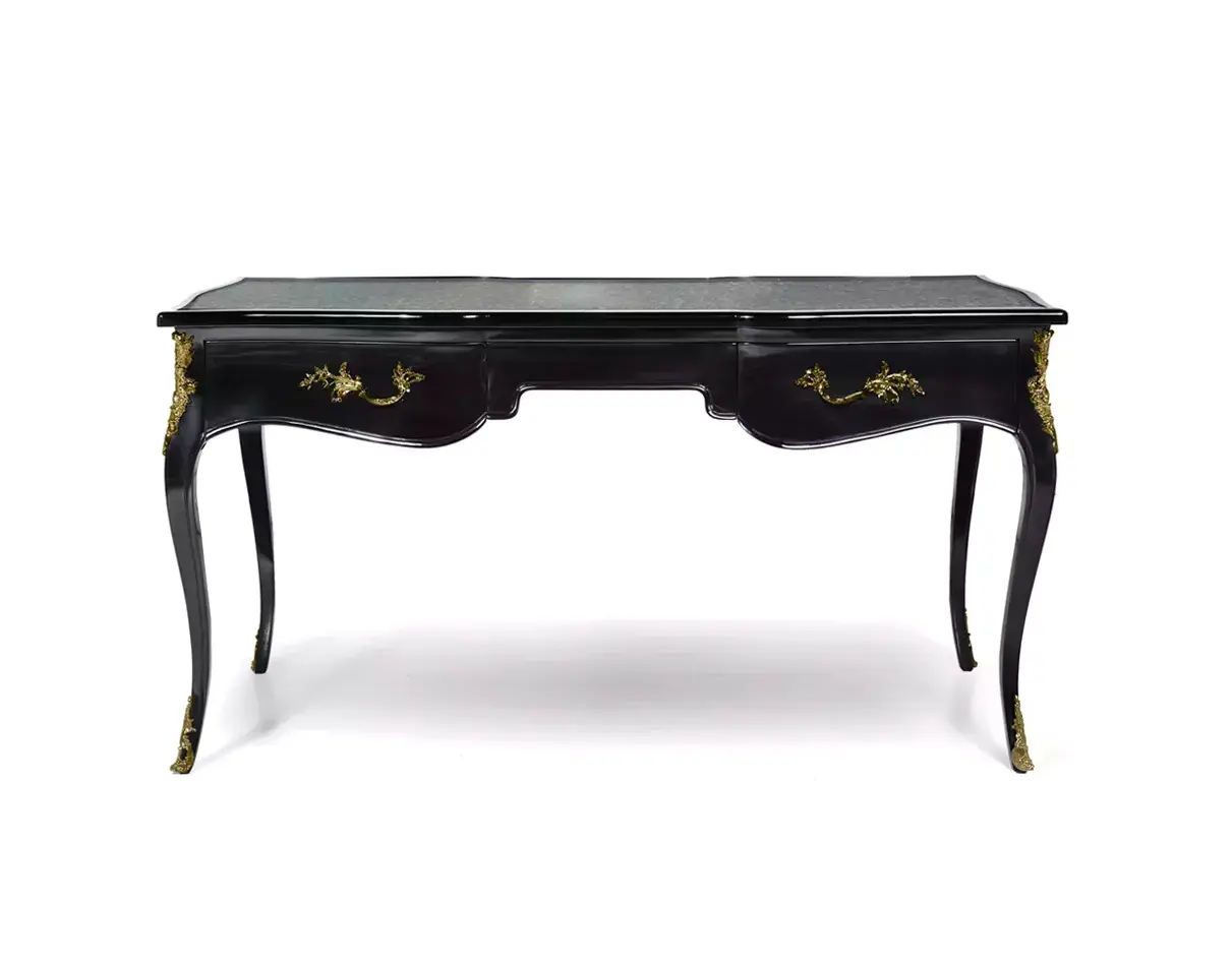 Exotische pauwenveer blad ormolu bureau