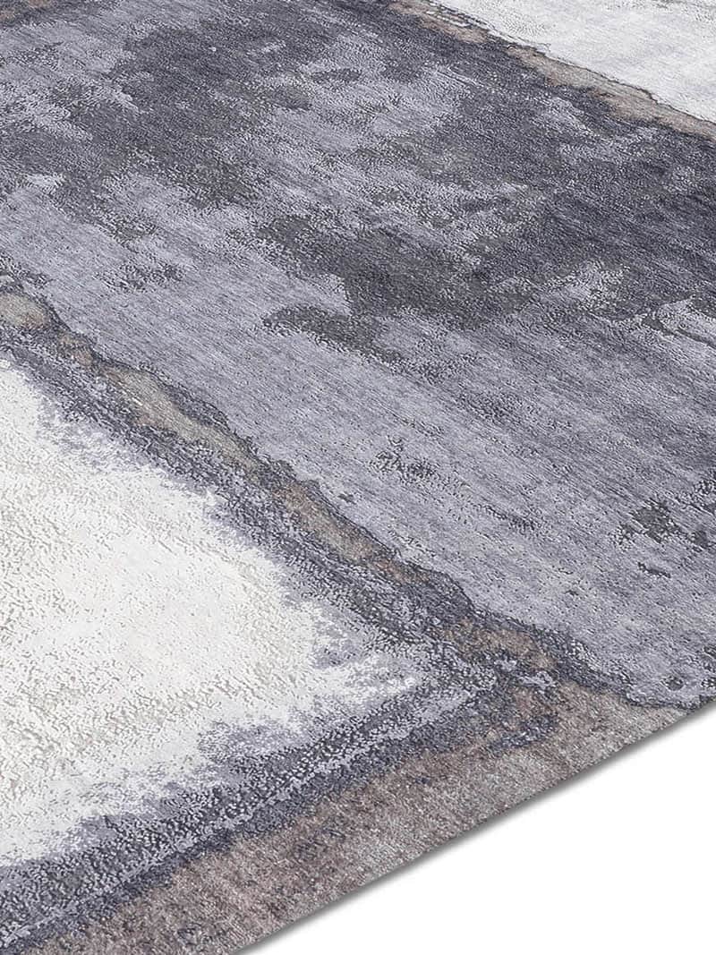 Zilver / antraciet handgemaakte luxe vloerkleed
