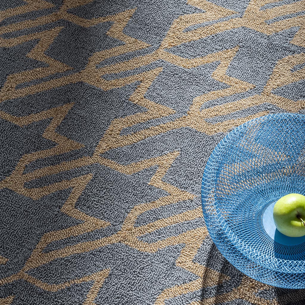 Houndstooth gewassen blauw outdoor tapijt | Maat: 250 × 350 cm