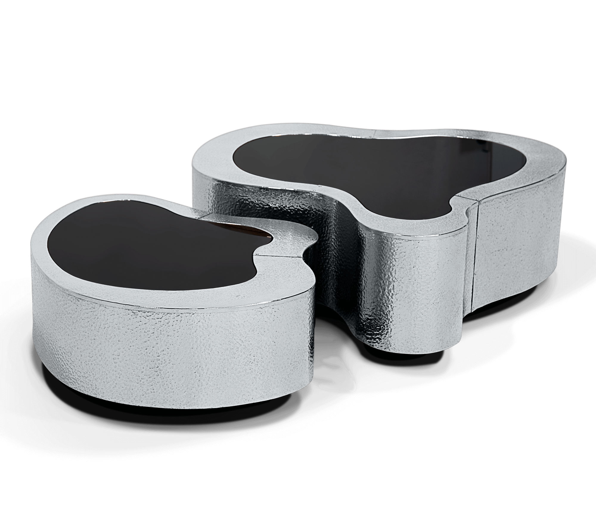 Crest gehamerd roestvrijstaal salontafelset