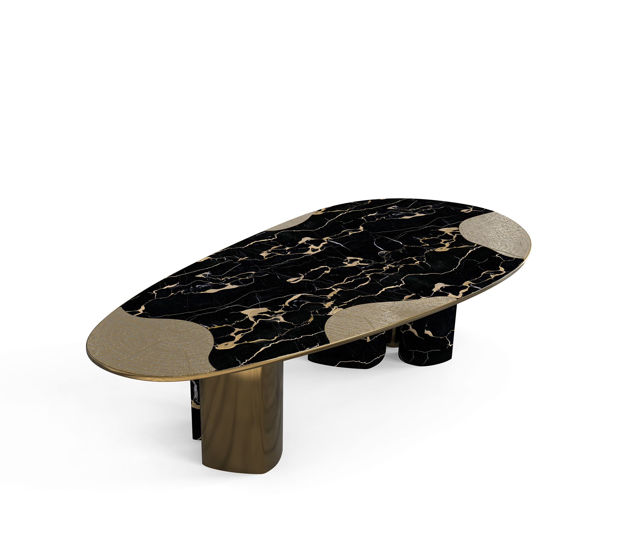 Athena Portoro marmer en patina eettafel