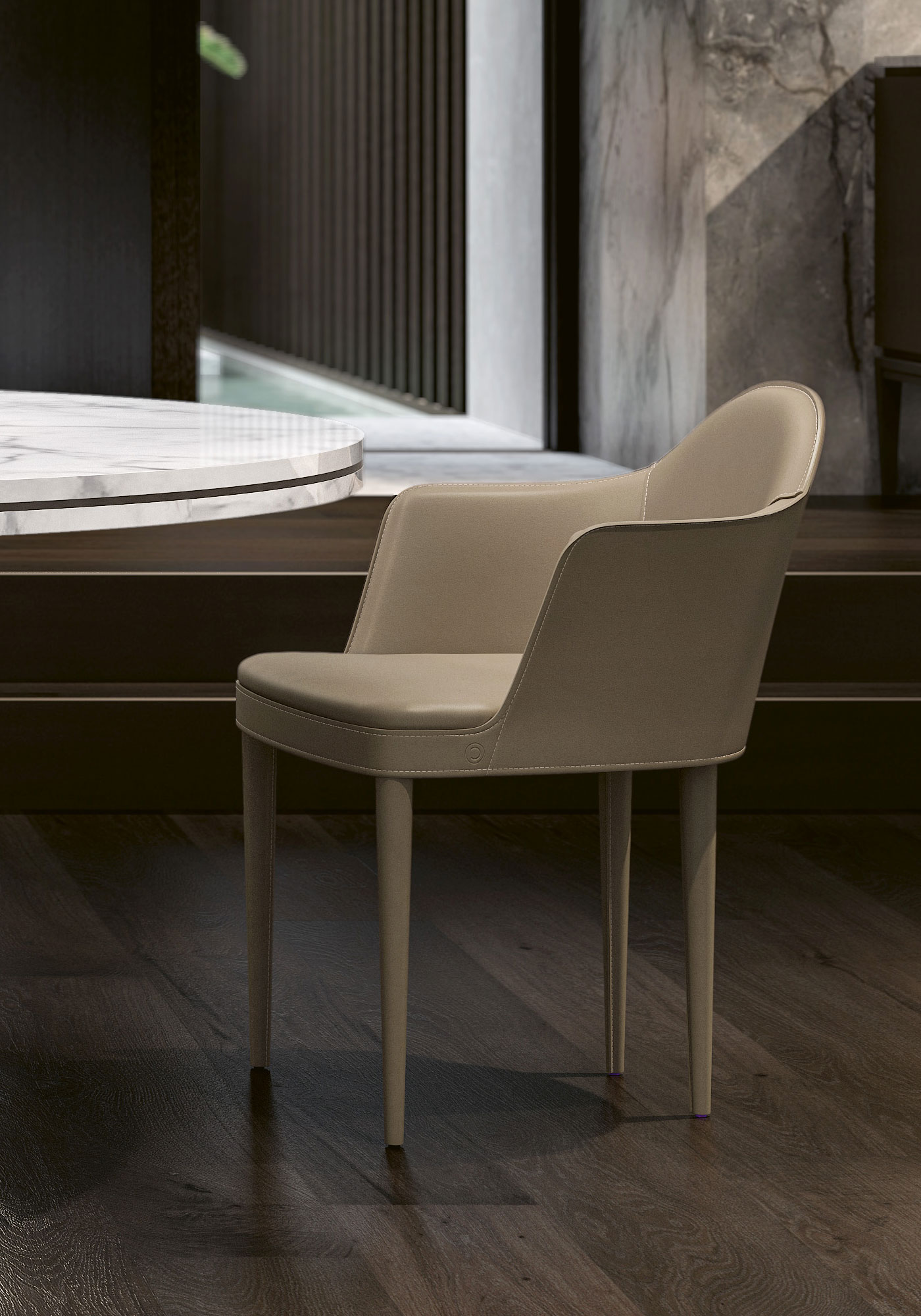 Leren stoel met armleuningen