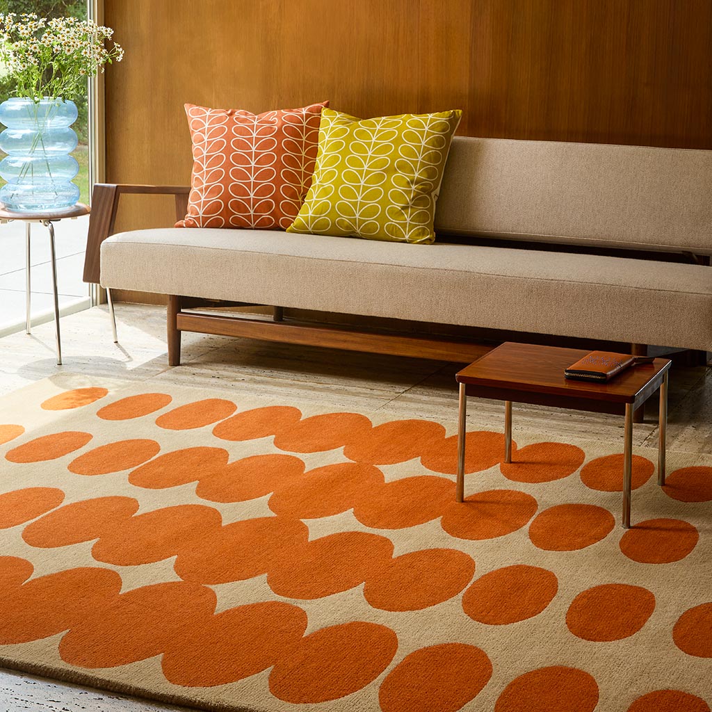 Optical Oval Orange/Sand vloerkleed | Maat: 120 × 180 cm