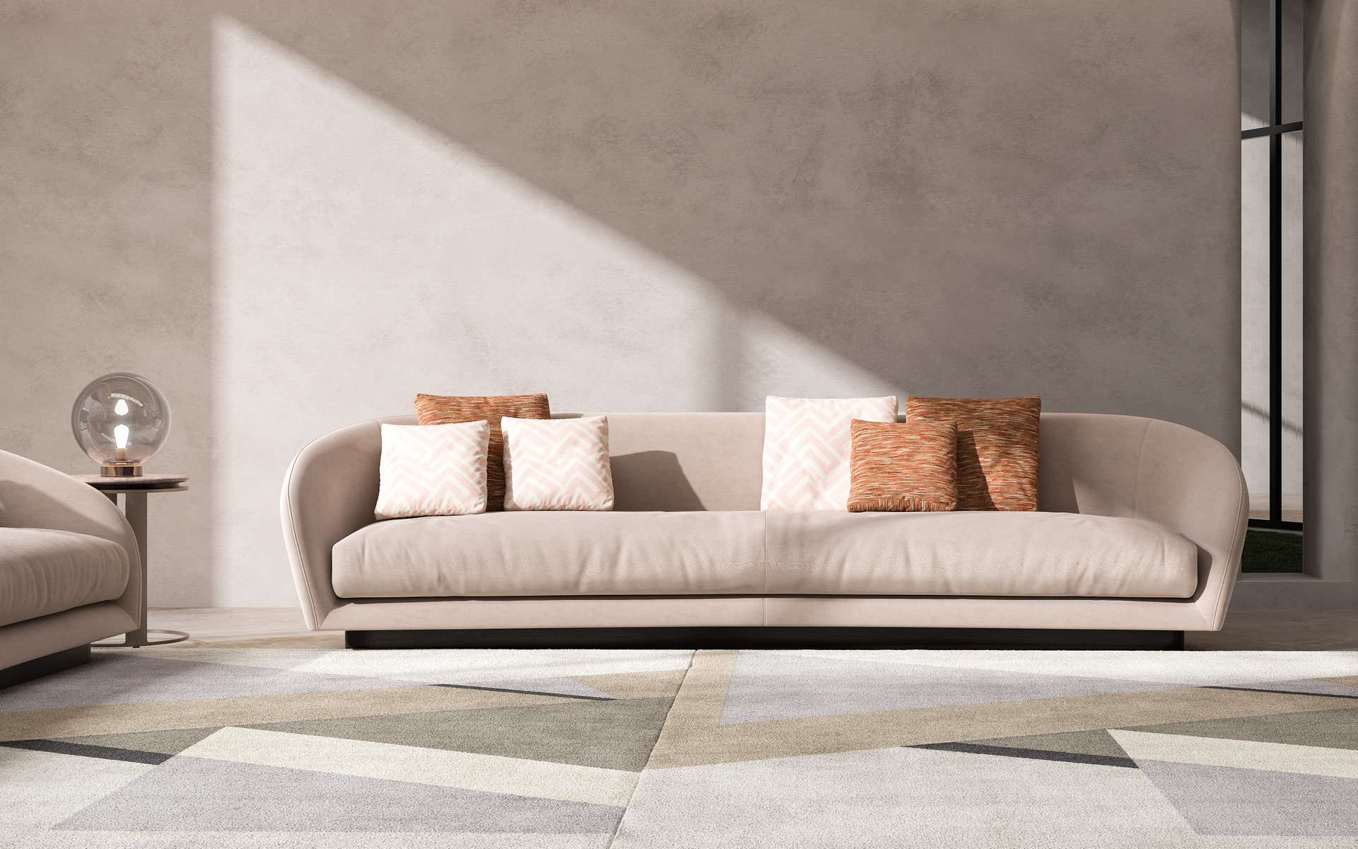 Downtown Italiaanse bank | Afmetingen: B 300 cm