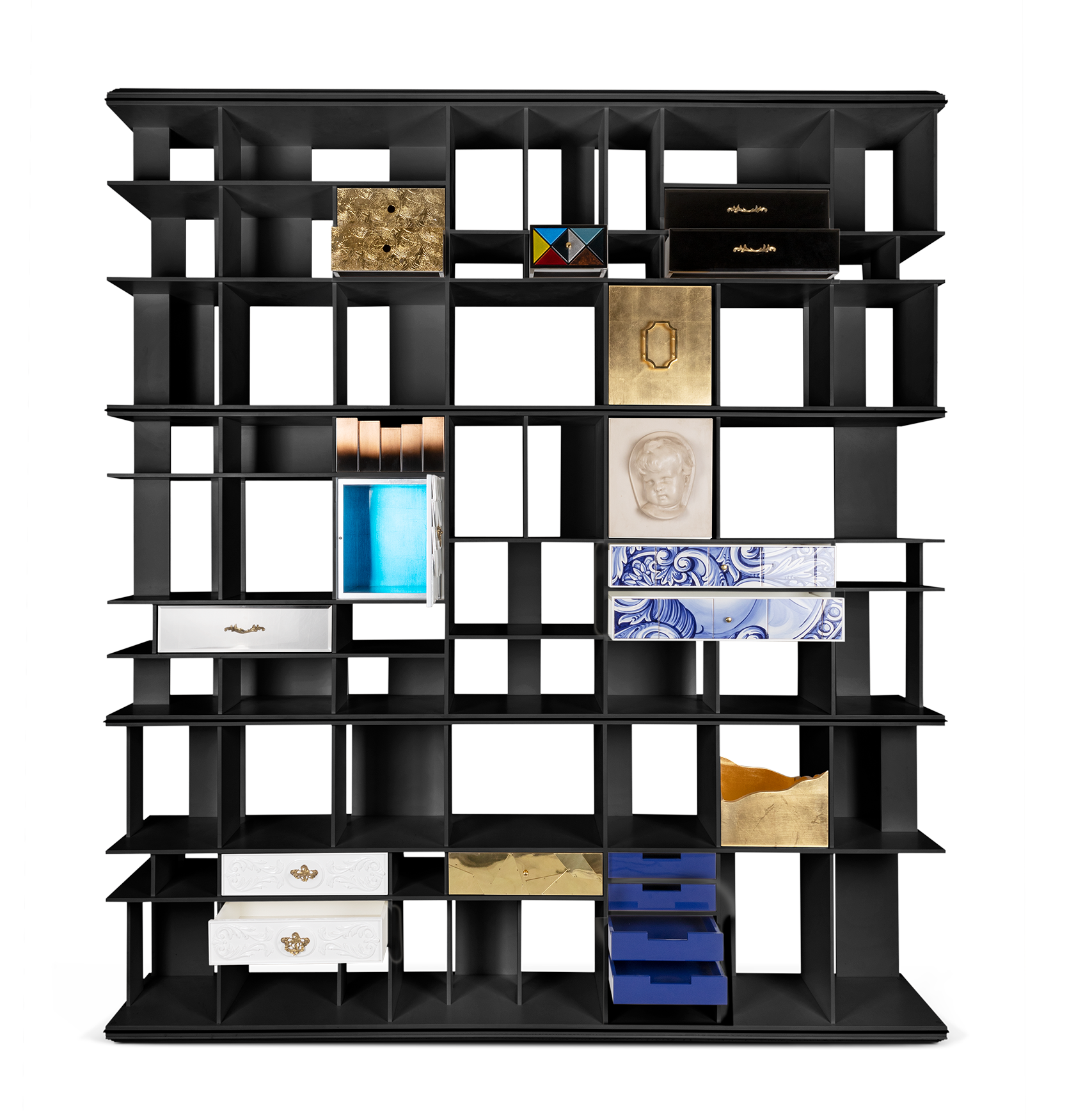 Curator zwarte boekenkast