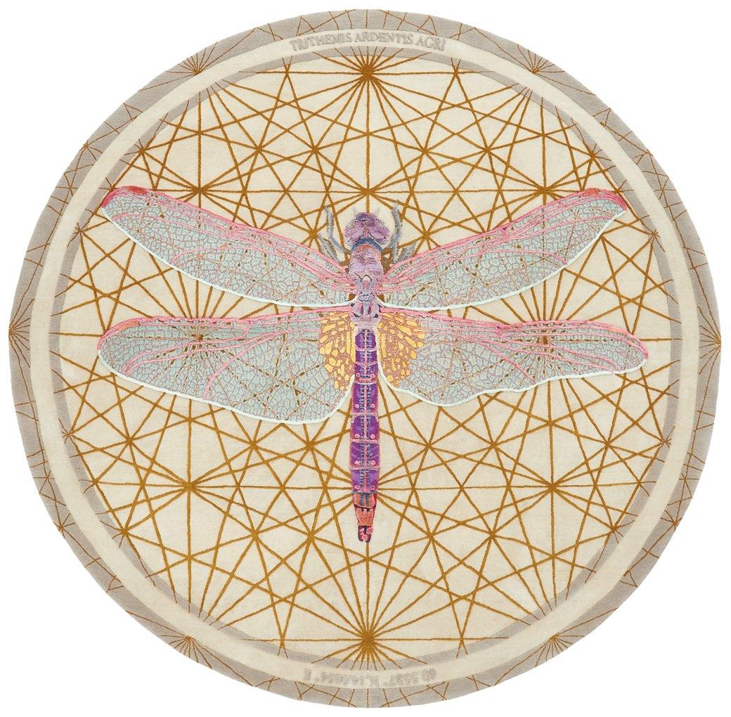 Trithemis Ardentis Agri rond designer handgeweven vloerkleed