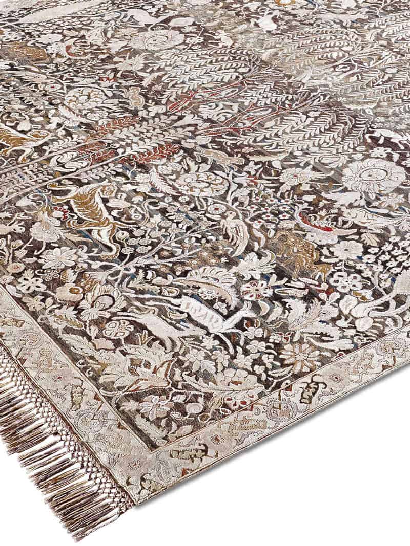 Goud / grijs handgemaakte luxe vloerkleed