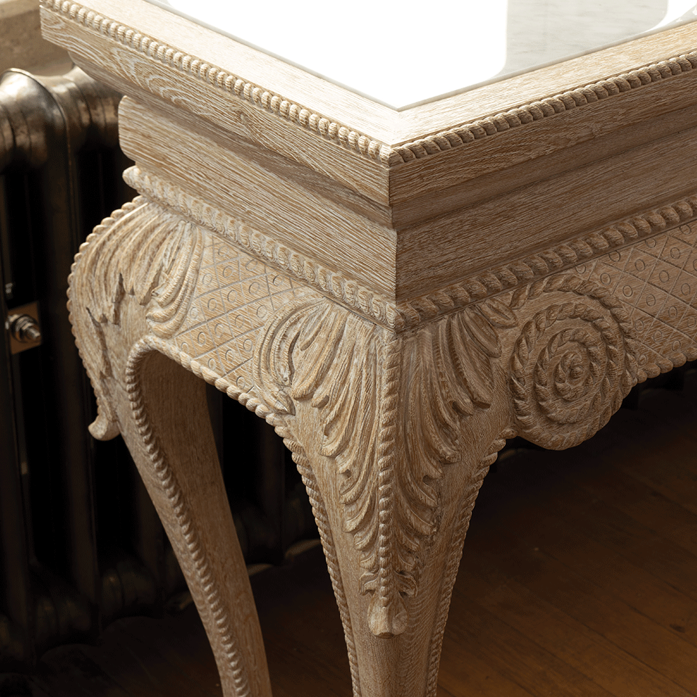 York Venetian White Oak mini console