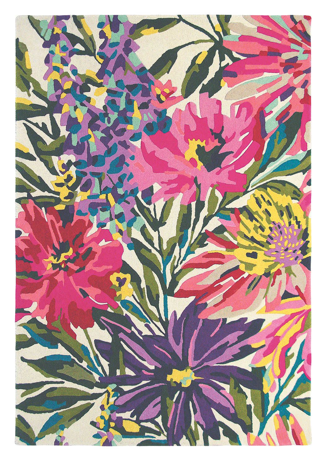 Floreale fuchsia tapijt | Maat: 140 × 200 cm