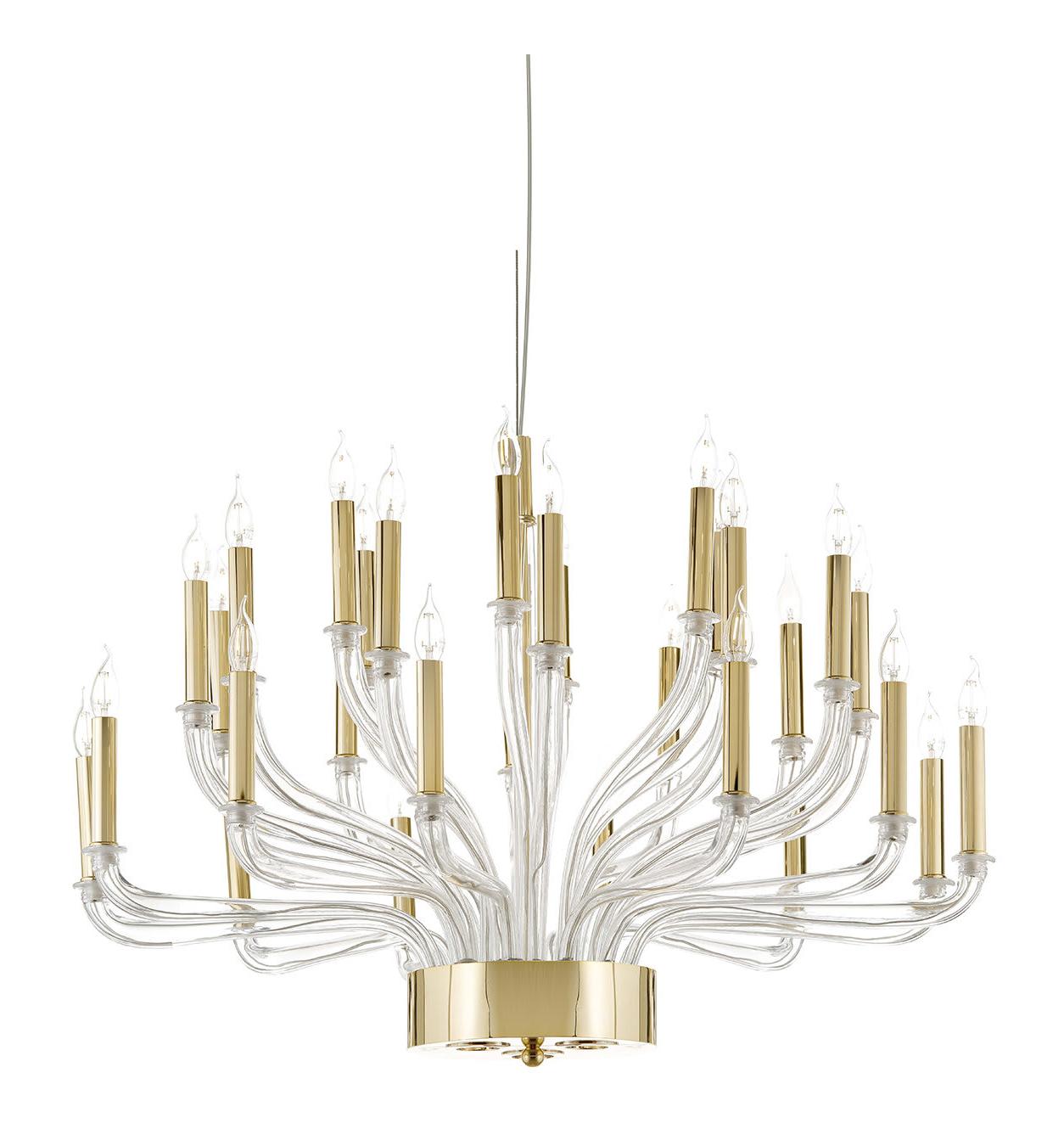 Murano Glas Arm Kroonluchter met Gouden Afwerking
