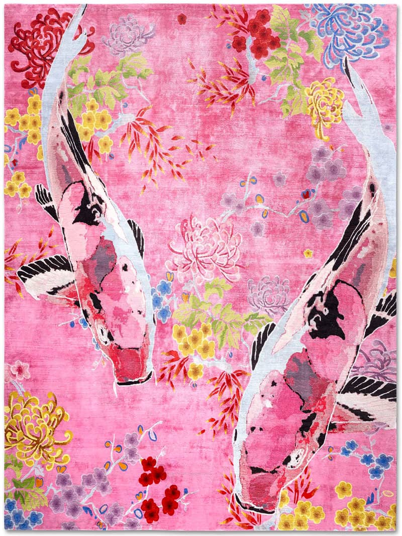 Fish Pink luxe handgeknoopt tapijt