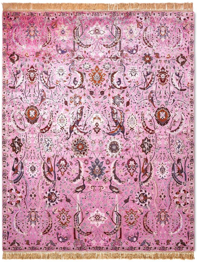 Kerman roze handgemaakte luxe vloerkleed