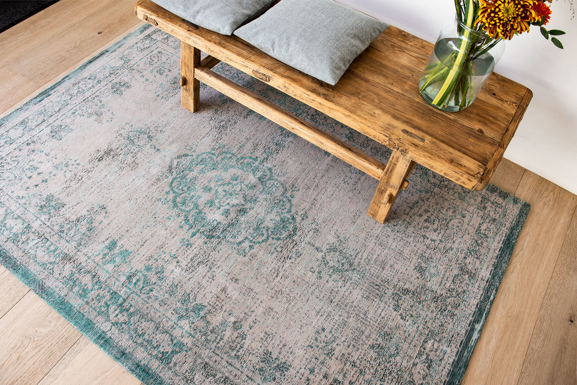 Vintage Style Jade Oyster tapijt | Maat: 80 × 150 cm